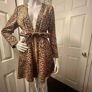 NWOT Long sleeve leopard coat size M